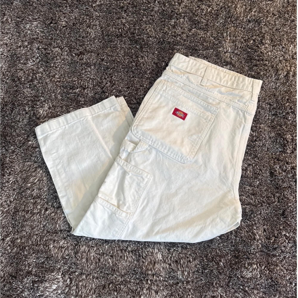 Dickies White Carpenter Crop Pants Men's 42x30 Work Utility Trousers
